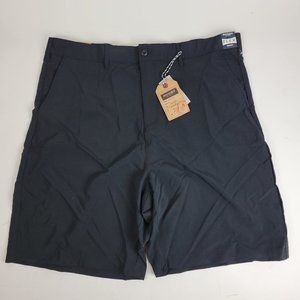 Rugby University Men's Flat Front Shorts Stretch Size W 42 Black 10" Inseam